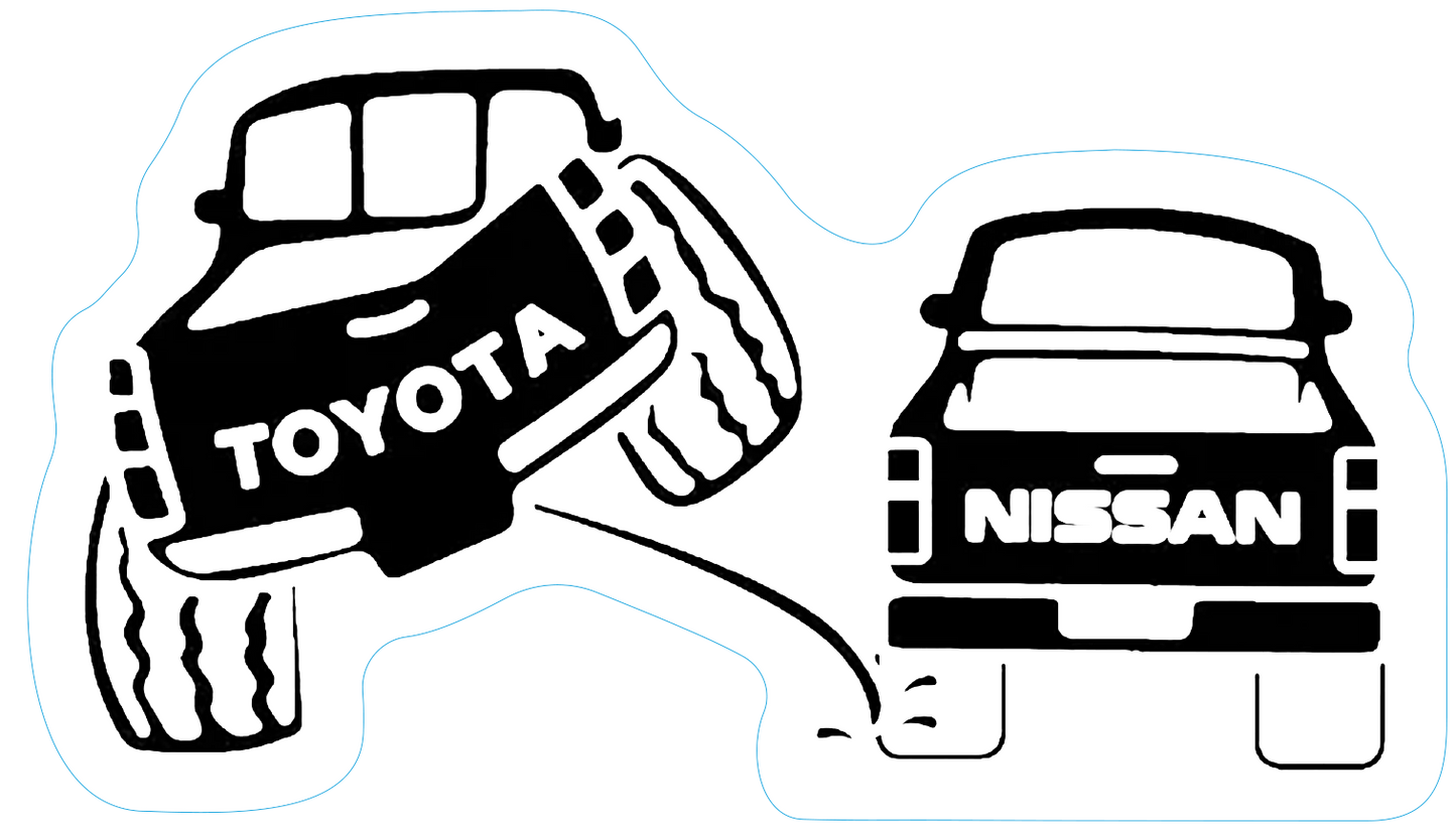 Toyota Peeing on Nissan Sticker