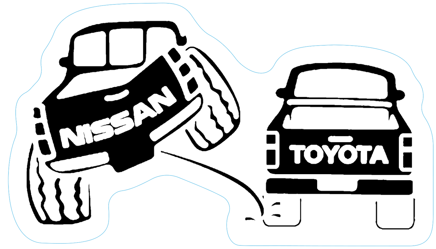 Nissan Peeing on Toyota Sticker
