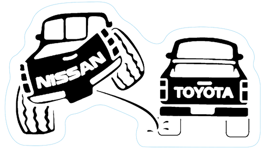 Nissan Peeing on Toyota Sticker