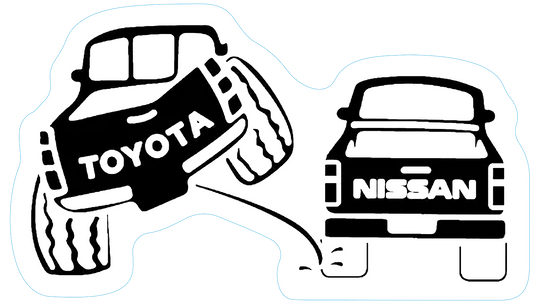 Toyota Peeing on Nissan Sticker