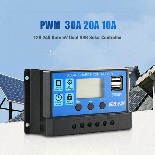 10A/20A/30A 12V-24V Solar Panel Regulator Charge Controller