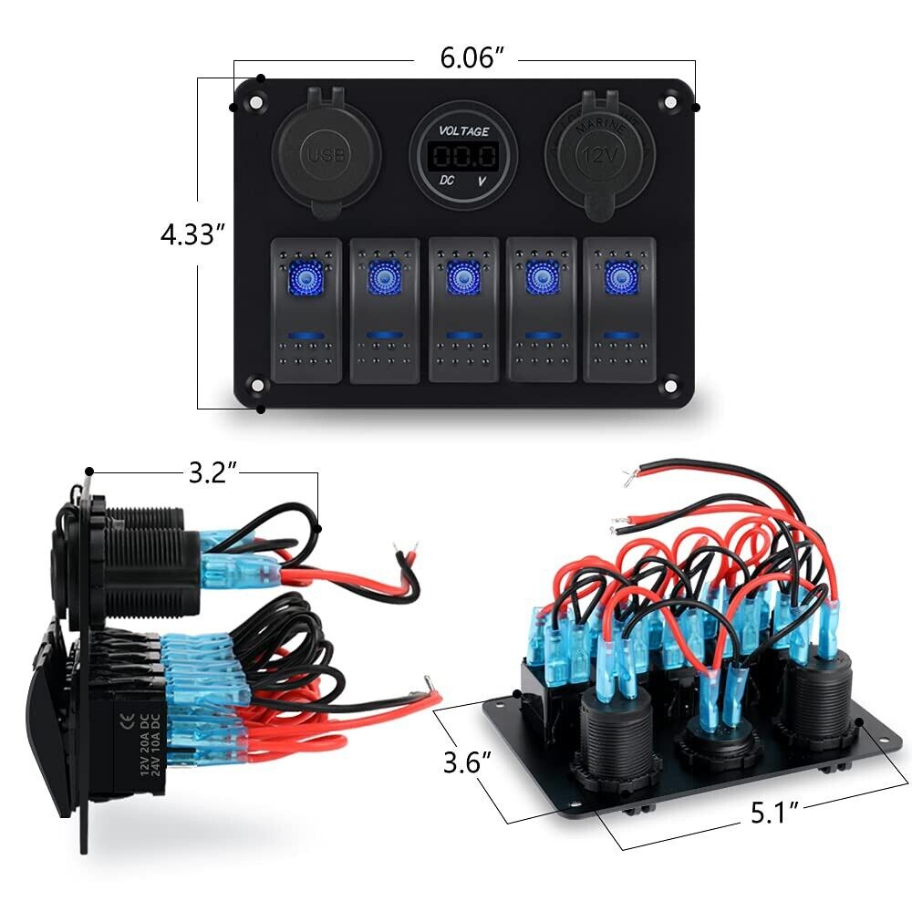 5 Gang 12V/24V Control Panel