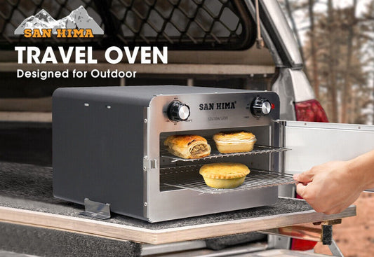 San Hima 12V Travel Oven 120W Portable Stainless Steel 4WD Oven